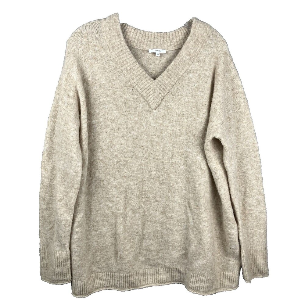 OPUS V-Neck Mohair & Wool Blend Sweater Women's 40 (US Sz 10) Cozy Minimalist